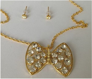 Fashion jewelry diamond pendant necklace set OEM